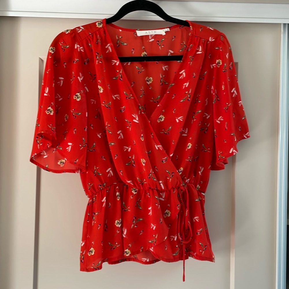 ASTR Red Flower Blouse
